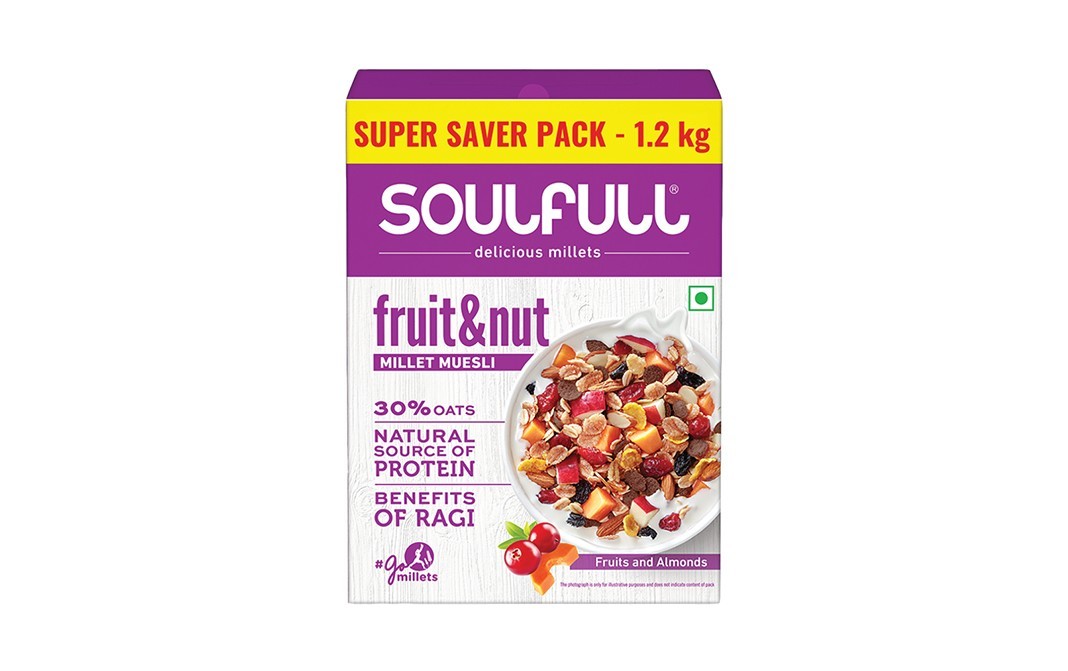 Soulfull Fruit & Nut Millet Muesli Fruits And Almonds   Box  1.2 kilogram